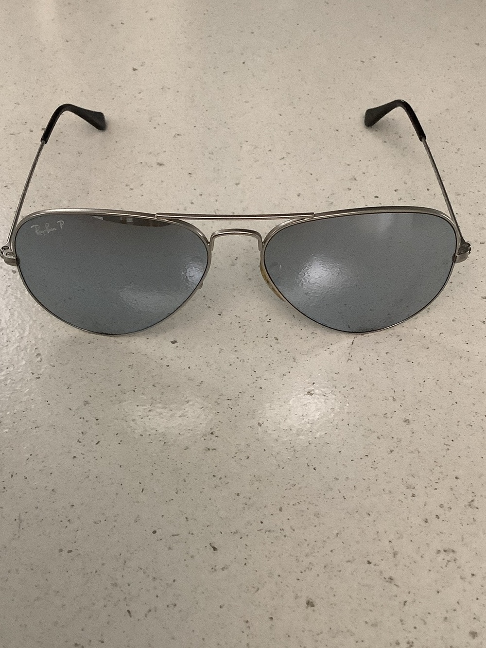 Ray-Ban Polarized Silver Aviator Sunglasses with Gray Lenses